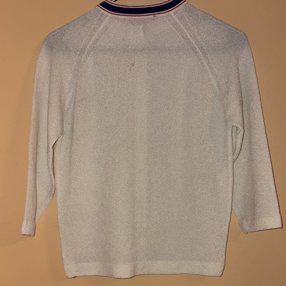 Robert Talbott Cream Button-Down Top With Navy & … - image 4